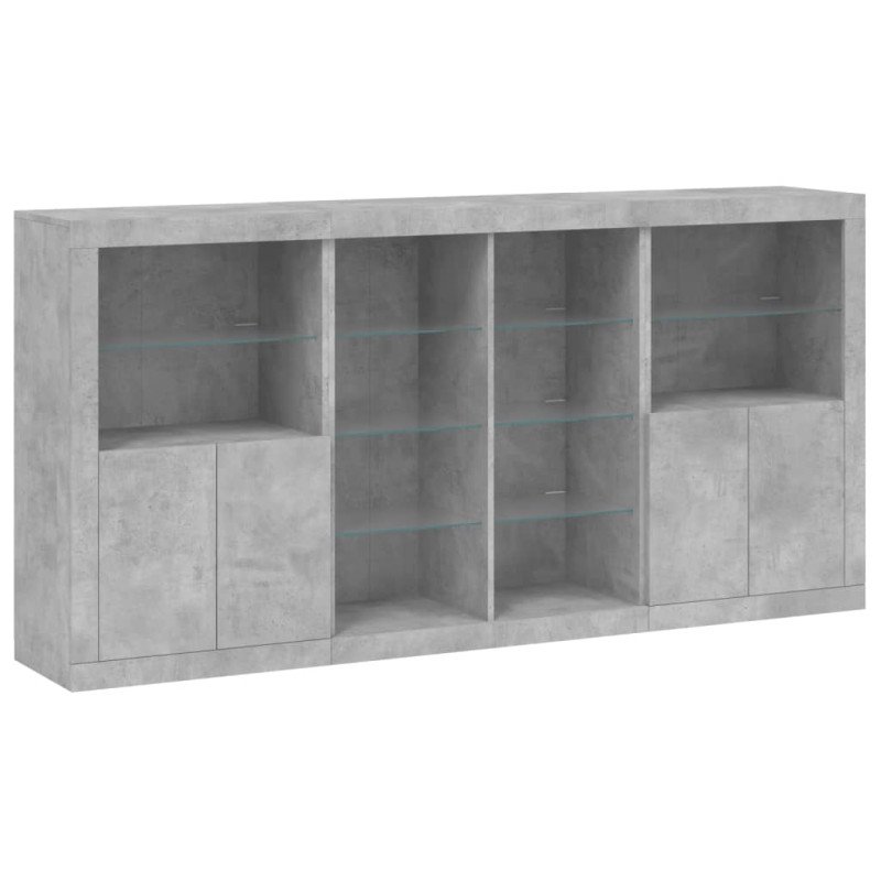 vidaXL Komoda s LED svetlami betónovo-sivá 202x37x100 cm