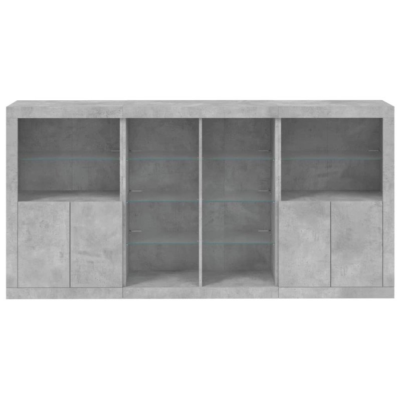vidaXL Komoda s LED svetlami betónovo-sivá 202x37x100 cm