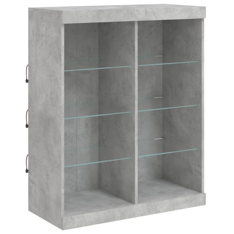 vidaXL Komoda s LED svetlami betónovo-sivá 202x37x100 cm