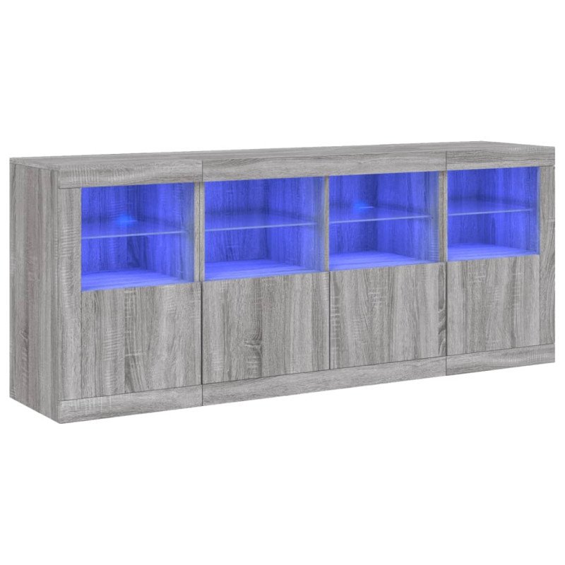 vidaXL Komoda s LED svetlami sivá sonoma 163x37x67 cm