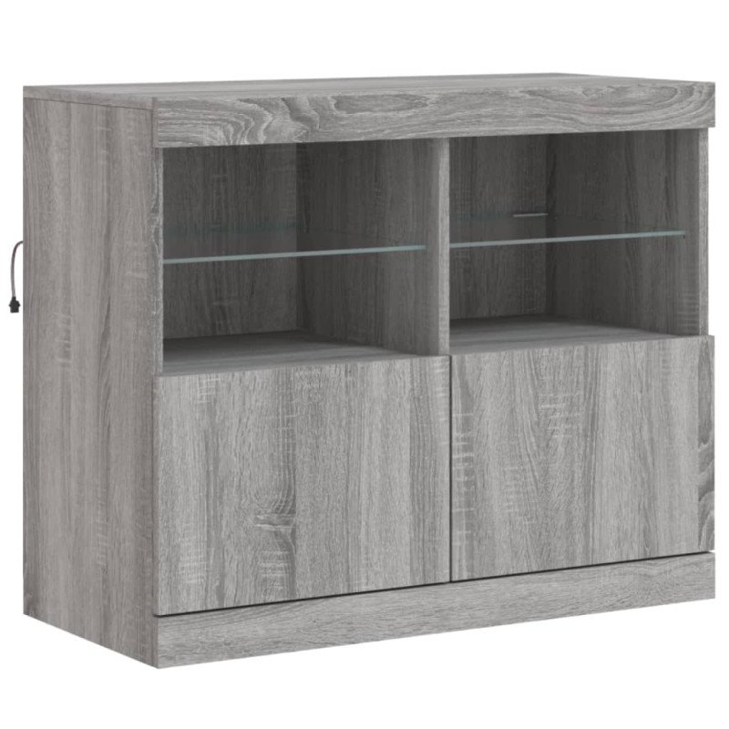 vidaXL Komoda s LED svetlami sivá sonoma 163x37x67 cm
