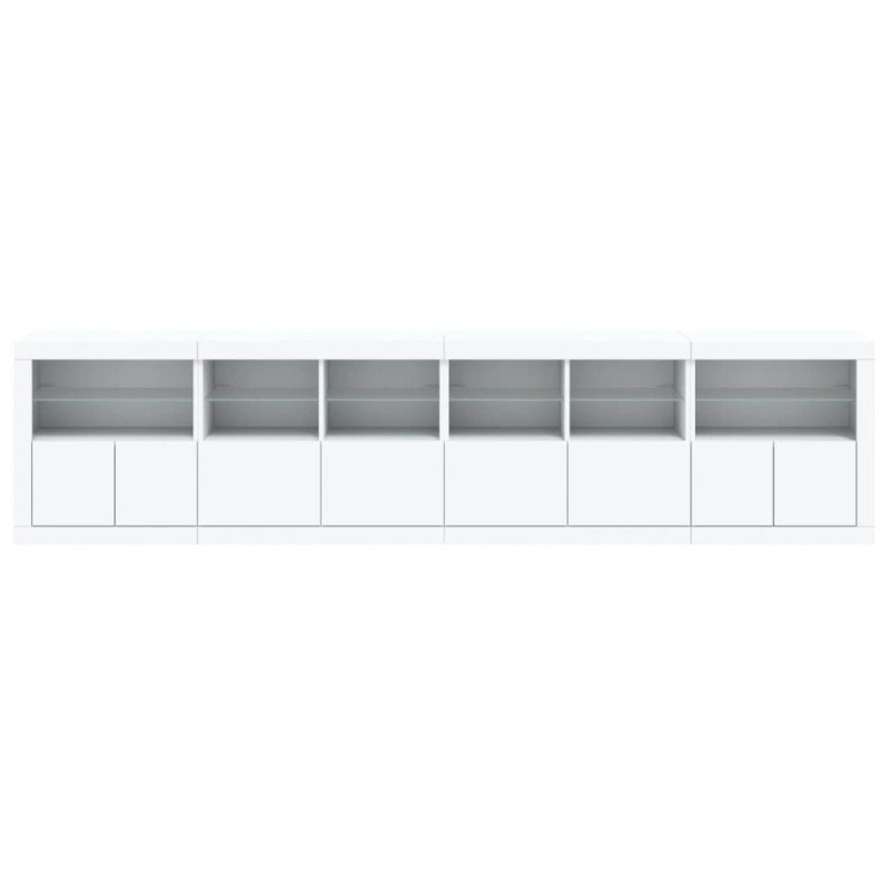 vidaXL Komoda s LED svetlami biela 283x37x67 cm