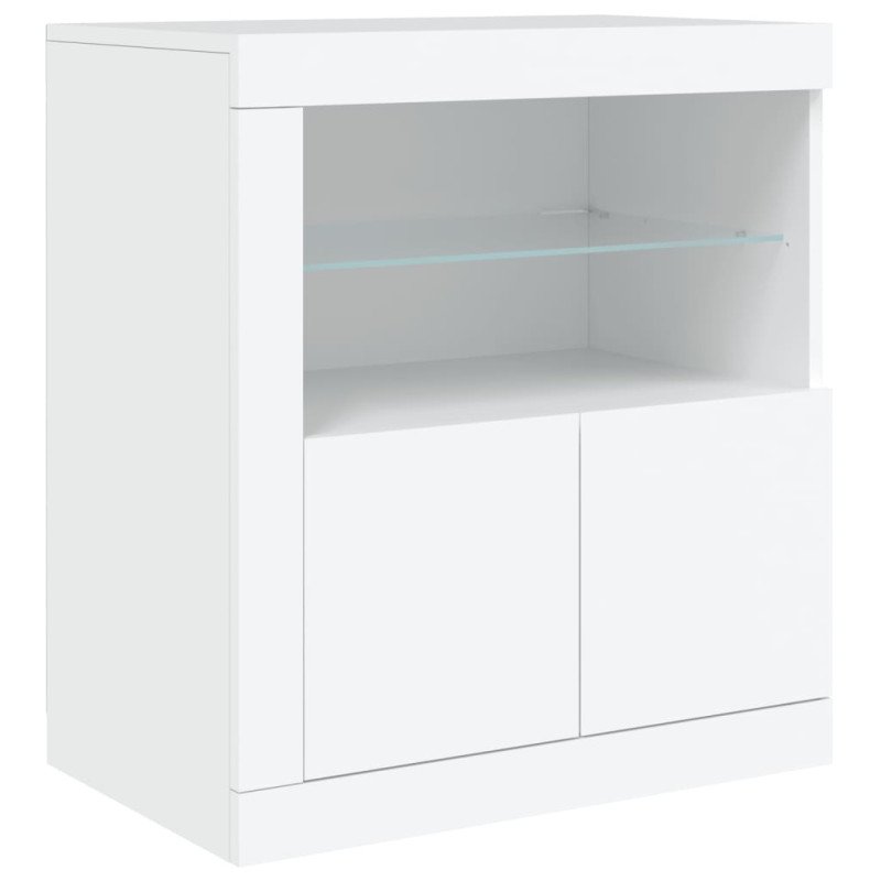 vidaXL Komoda s LED svetlami biela 283x37x67 cm