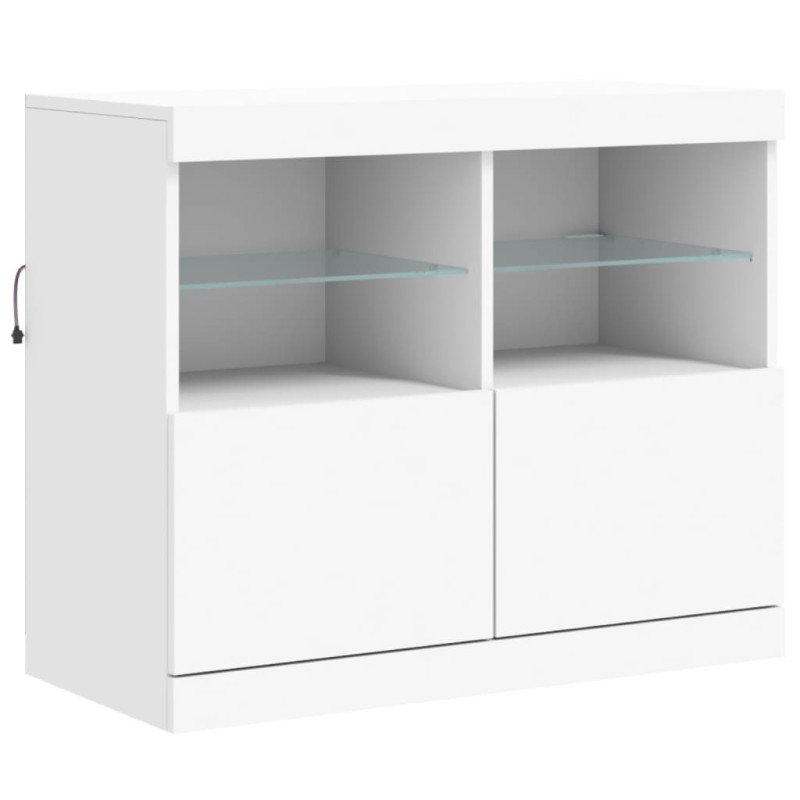 vidaXL Komoda s LED svetlami biela 283x37x67 cm