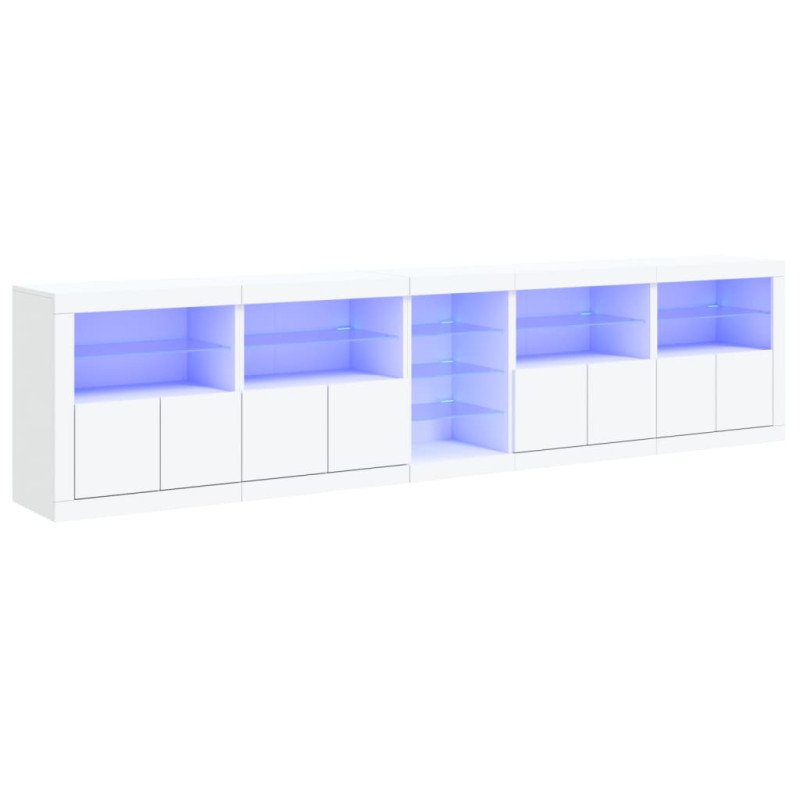 vidaXL Komoda s LED svetlami biela 283x37x67 cm