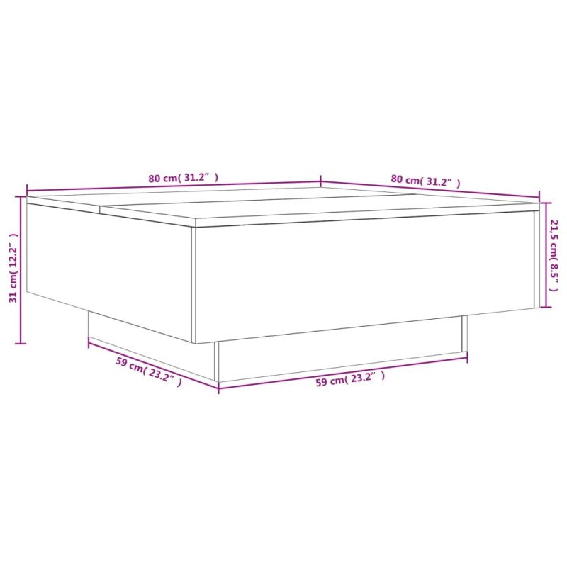 vidaXL Konferenčný stolík sivý sonoma 80x80x31 cm kompozitné drevo