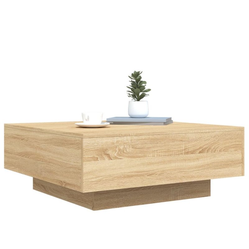 vidaXL Konferenčný stolík s LED svetlami dub sonoma 80x80x31 cm