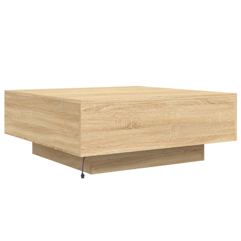 vidaXL Konferenčný stolík s LED svetlami dub sonoma 80x80x31 cm