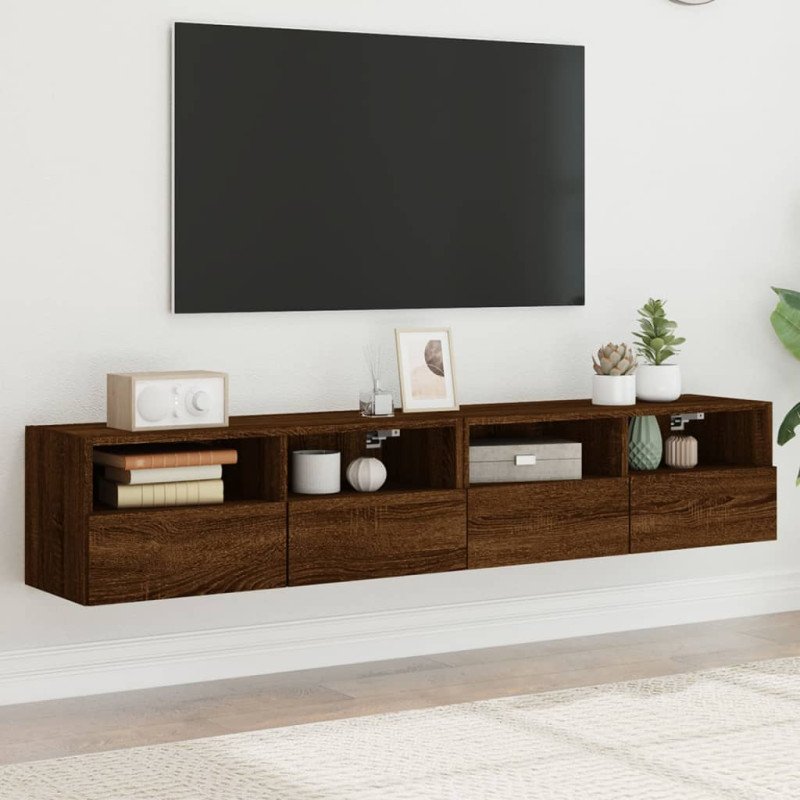 vidaXL TV nástenné skrinky 2 ks hnedý dub 80x30x30cm kompozitné drevo