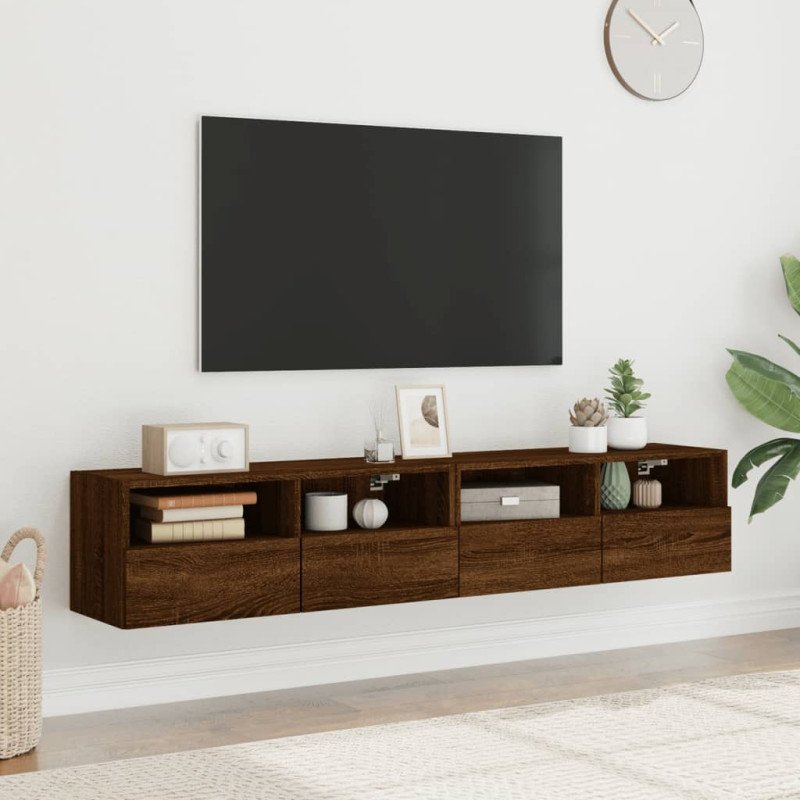 vidaXL TV nástenné skrinky 2 ks hnedý dub 80x30x30cm kompozitné drevo