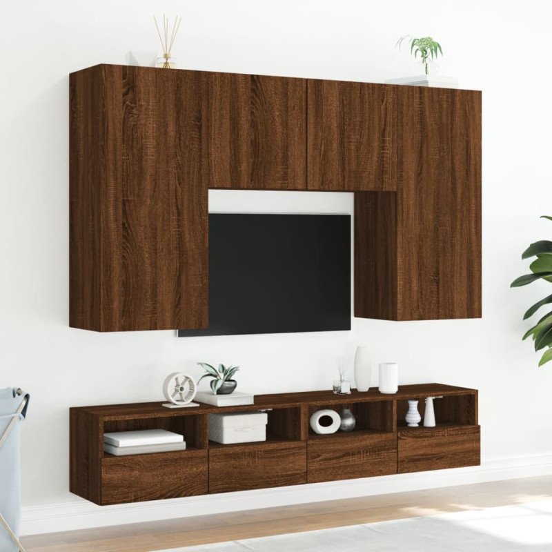 vidaXL TV nástenné skrinky 2 ks hnedý dub 80x30x30cm kompozitné drevo