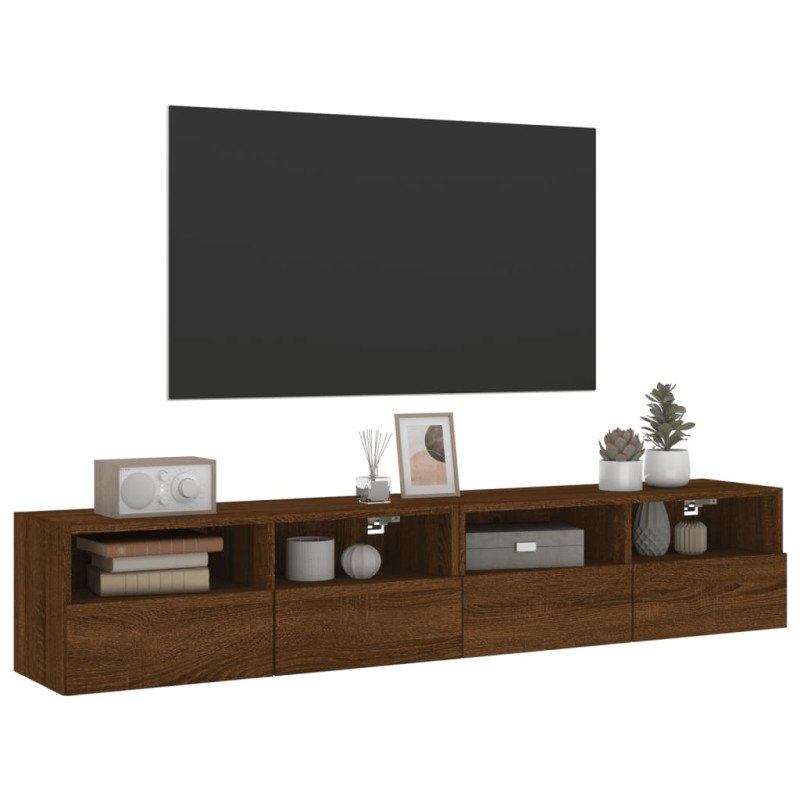 vidaXL TV nástenné skrinky 2 ks hnedý dub 80x30x30cm kompozitné drevo