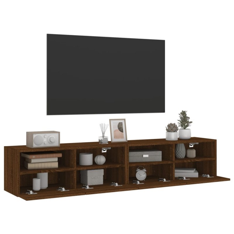 vidaXL TV nástenné skrinky 2 ks hnedý dub 80x30x30cm kompozitné drevo