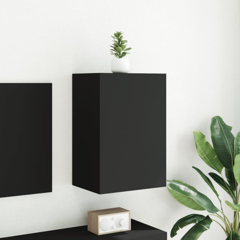 vidaXL TV nástenná skrinka čierna 40,5x30x60 cm kompozitné drevo