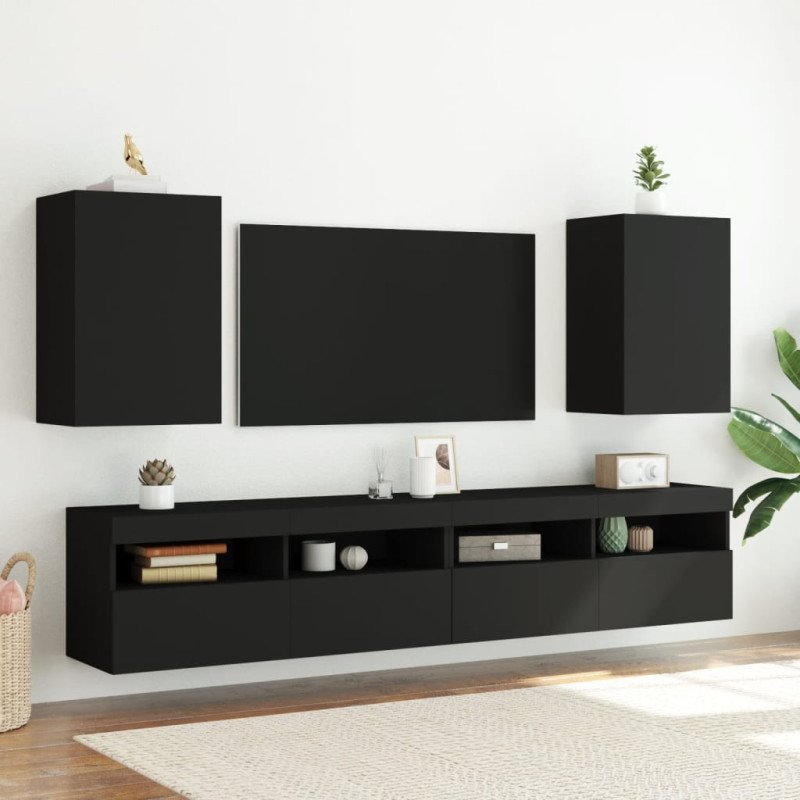 vidaXL TV nástenná skrinka čierna 40,5x30x60 cm kompozitné drevo