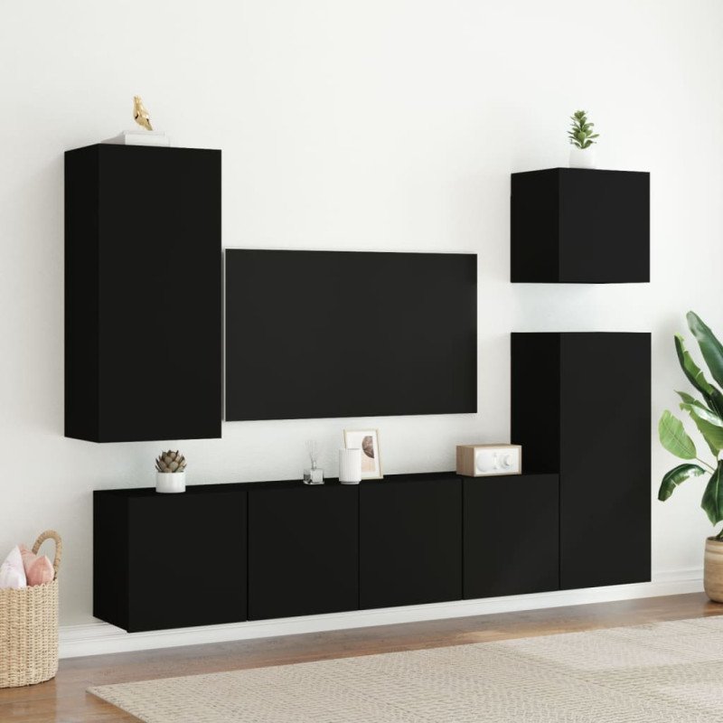 vidaXL TV nástenná skrinka čierna 40,5x30x90 cm kompozitné drevo