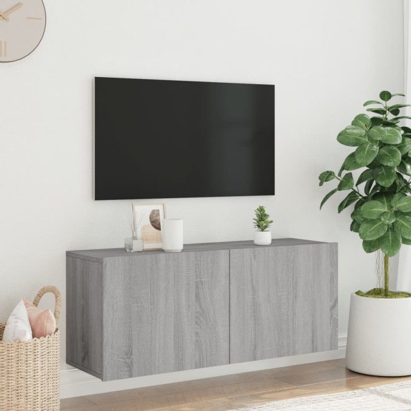 vidaXL TV skrinka nástenná sivá sonoma 100x30x41 cm