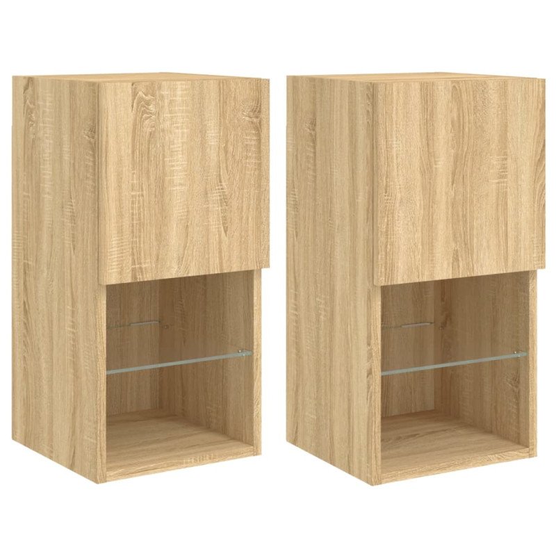 vidaXL TV skrinky s LED svetlami 2 ks dub sonoma 30,5x30x60 cm