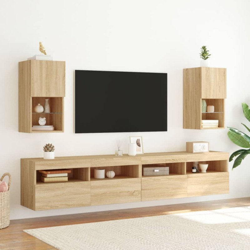 vidaXL TV skrinky s LED svetlami 2 ks dub sonoma 30,5x30x60 cm
