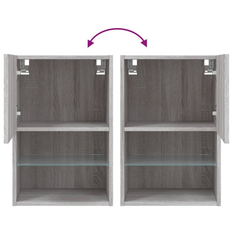 vidaXL TV skrinka s LED svetlami sivá sonoma 40,5x30x60 cm