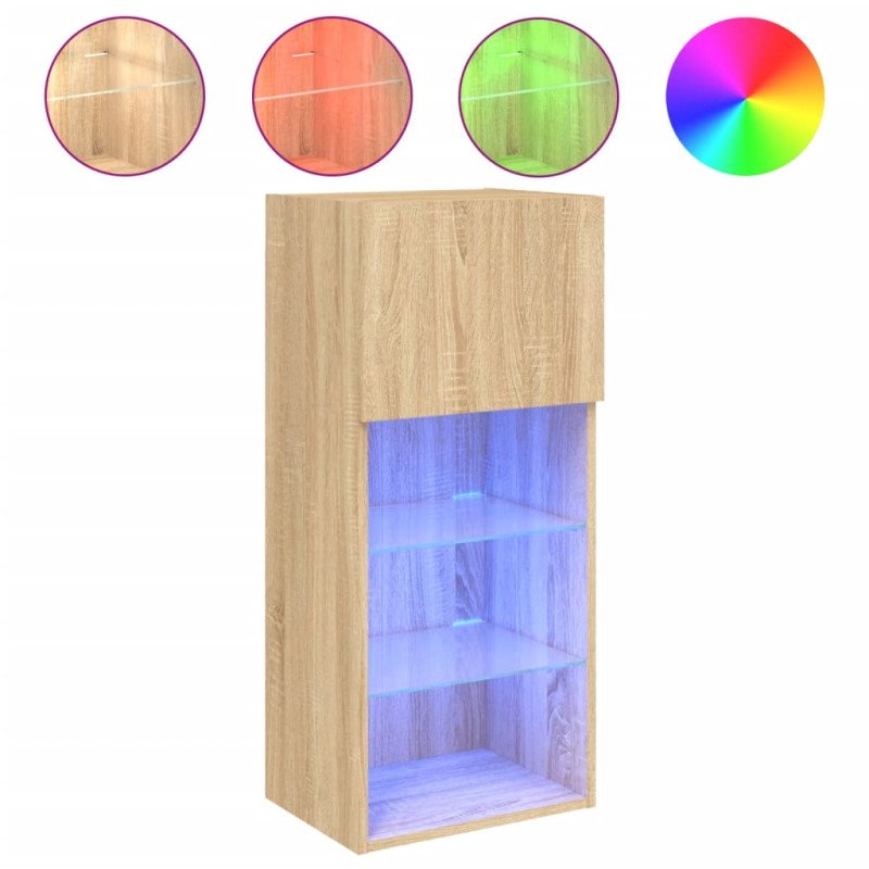 vidaXL TV skrinka s LED svetlami dub sonoma 40,5x30x90 cm