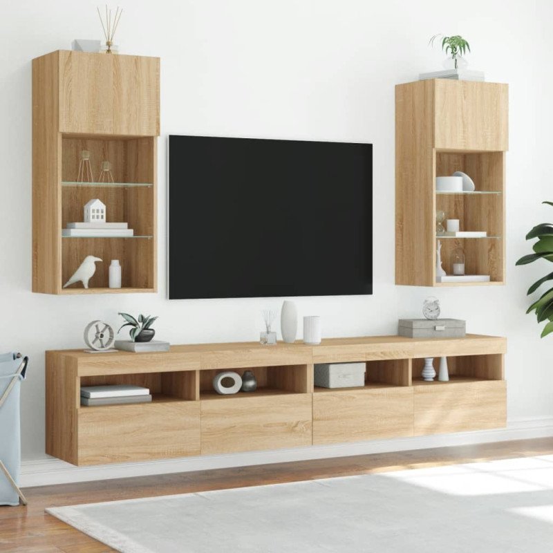 vidaXL TV skrinka s LED svetlami dub sonoma 40,5x30x90 cm