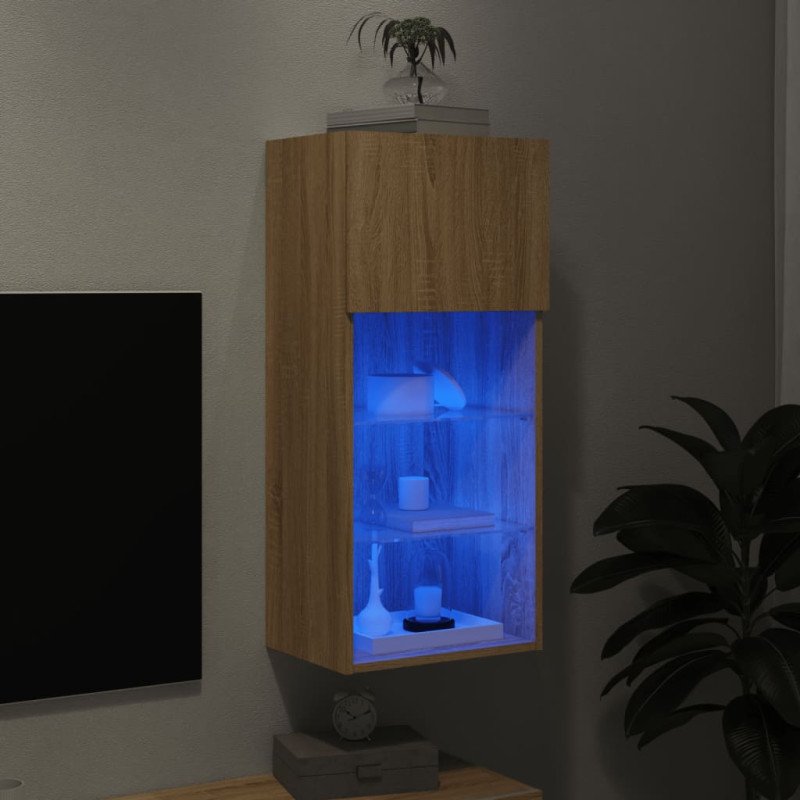 vidaXL TV skrinka s LED svetlami dub sonoma 40,5x30x90 cm