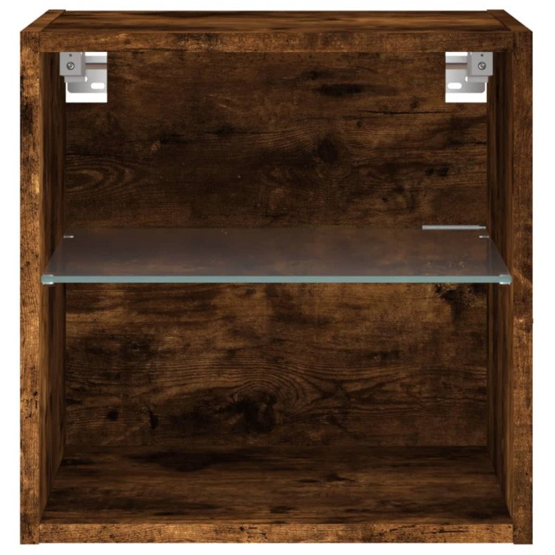 vidaXL Nočný stolík s LED svetlami nástenný dymový dub