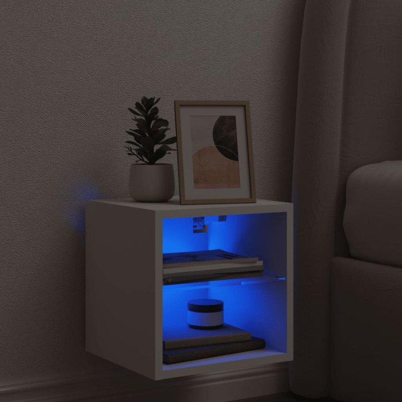 vidaXL TV skrinka s LED svetlami biela 30x28,5x30 cm