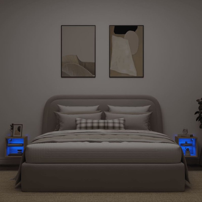 vidaXL TV nástenné skrinky s LED svetlami 2 ks dub sonoma 30x28,5x30cm