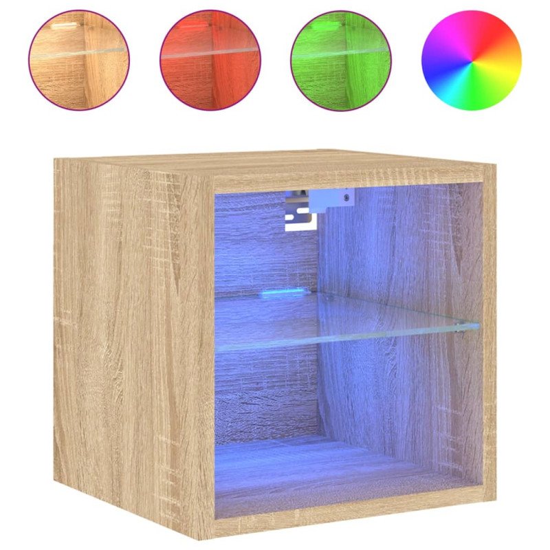 vidaXL TV nástenné skrinky s LED svetlami 2 ks dub sonoma 30x28,5x30cm