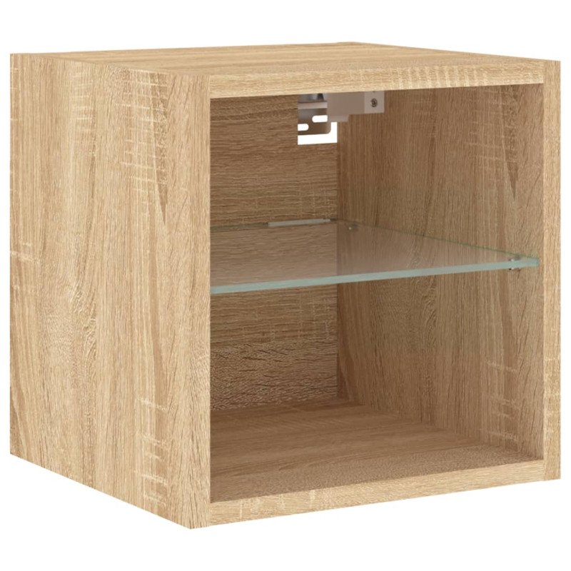 vidaXL TV nástenné skrinky s LED svetlami 2 ks dub sonoma 30x28,5x30cm