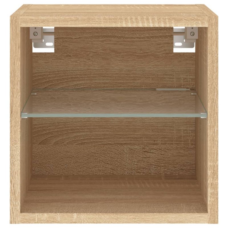 vidaXL TV nástenné skrinky s LED svetlami 2 ks dub sonoma 30x28,5x30cm