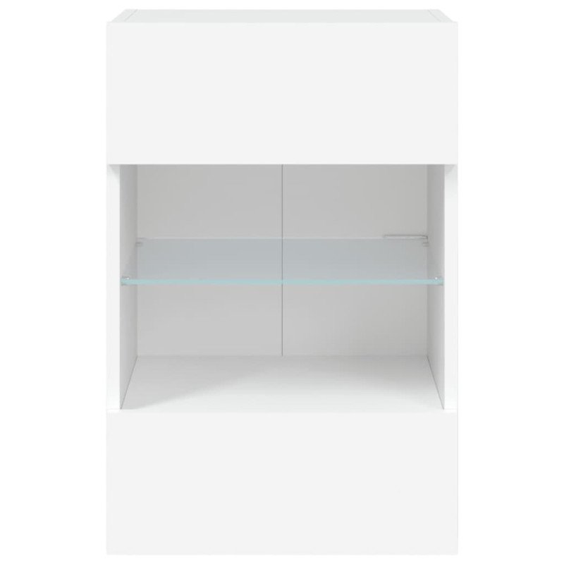 vidaXL TV nástenné skrinky s LED svetlami 2 ks biele 40x30x60,5 cm