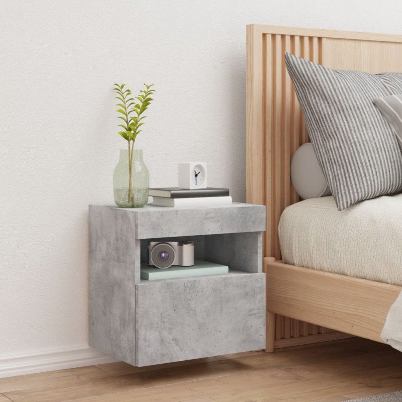 vidaXL TV nástenná skrinka s LED svetlami betónovo sivá 40x30x40 cm