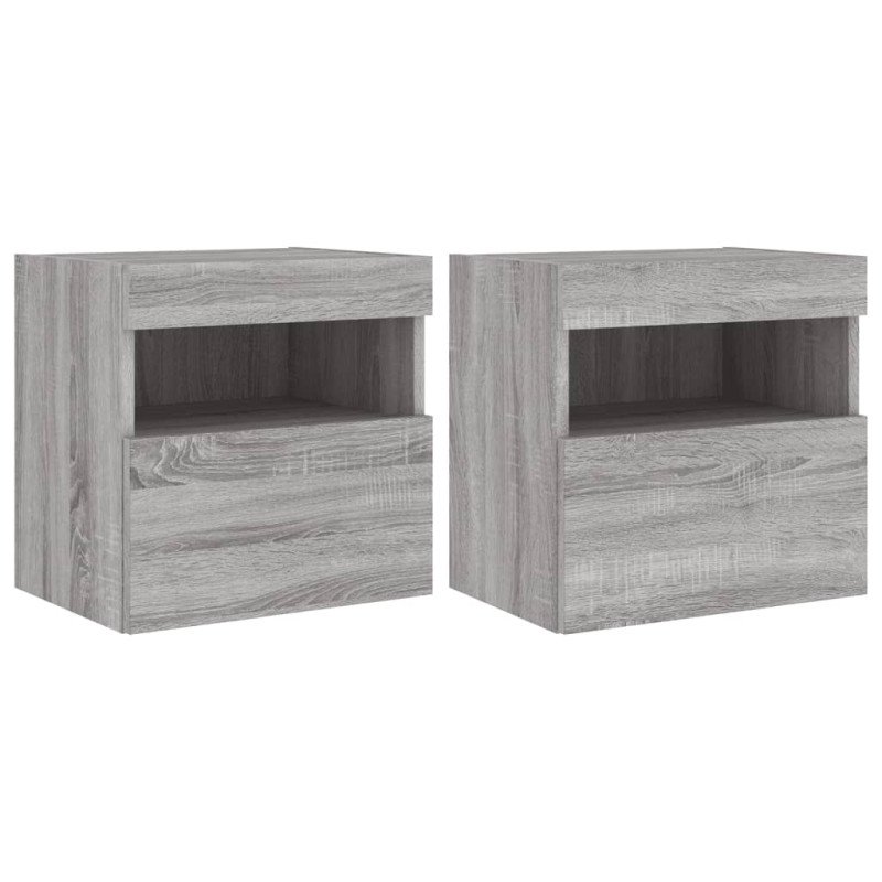 vidaXL TV nástenné skrinky s LED svetlami 2 ks sivé sonoma 40x30x40 cm