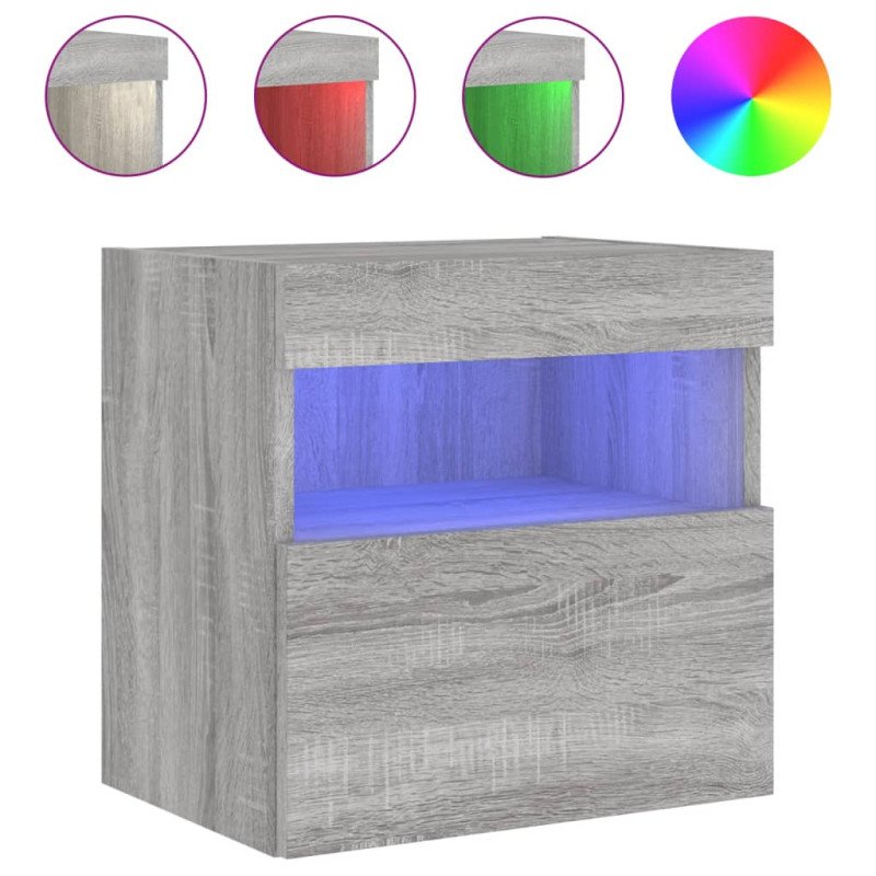 vidaXL TV nástenné skrinky s LED svetlami 2 ks sivé sonoma 40x30x40 cm