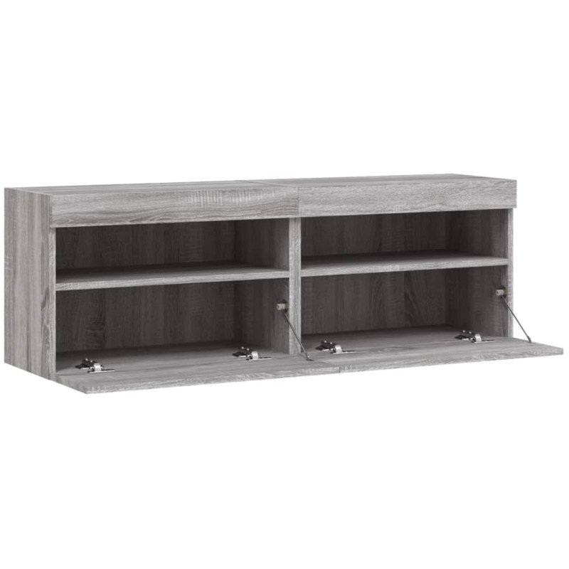 vidaXL TV nástenné skrinky s LED svetlami 2 ks sivé sonoma 60x30x40 cm