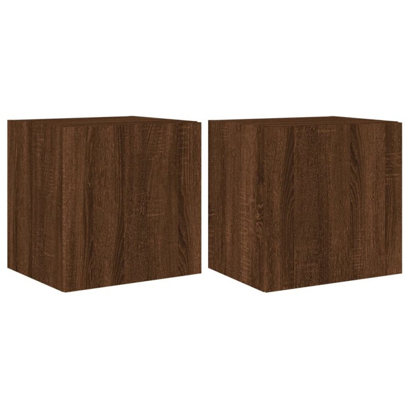 vidaXL TV nástenné skrinky s LED svetlami 2 ks hnedý dub 40,5x35x40 cm