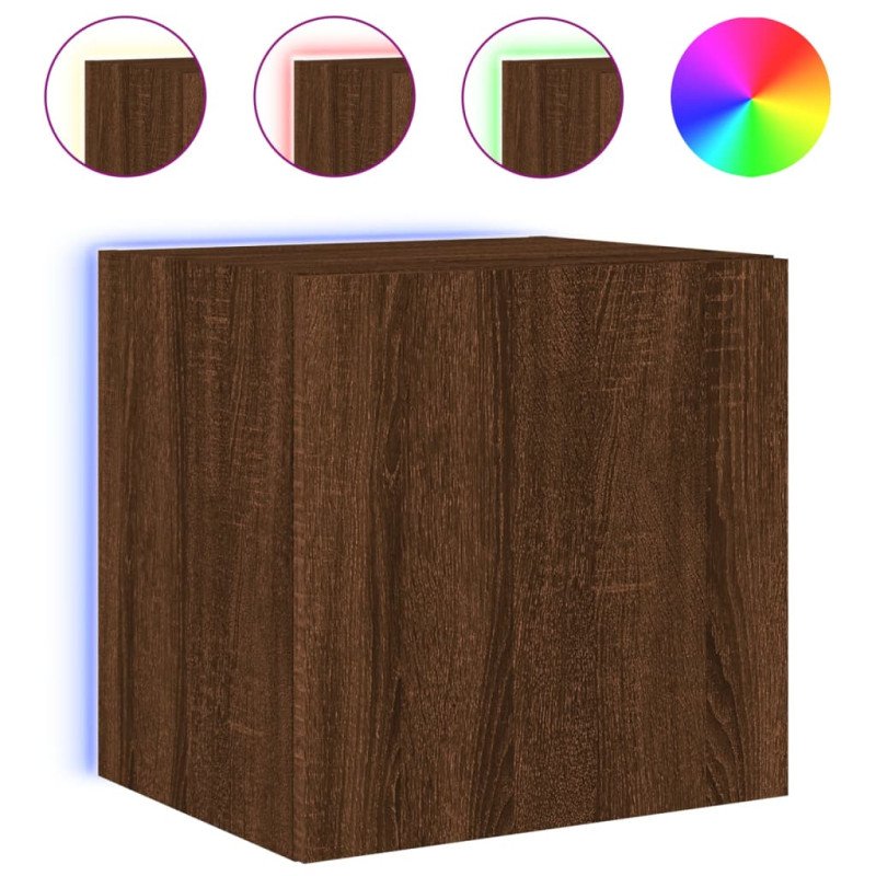 vidaXL TV nástenné skrinky s LED svetlami 2 ks hnedý dub 40,5x35x40 cm