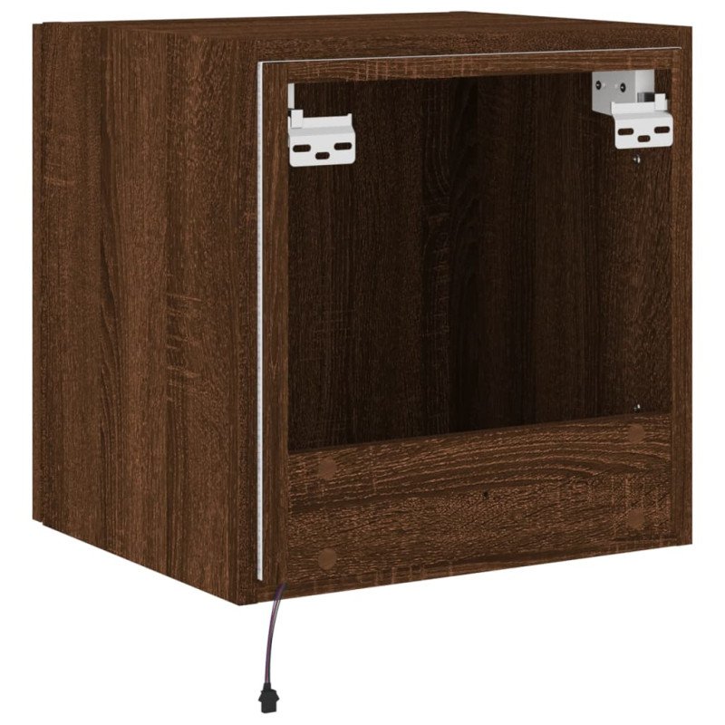 vidaXL TV nástenné skrinky s LED svetlami 2 ks hnedý dub 40,5x35x40 cm