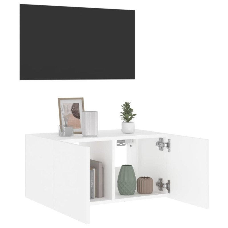 vidaXL TV nástenná skrinka s LED svetlami biela 60x35x31 cm