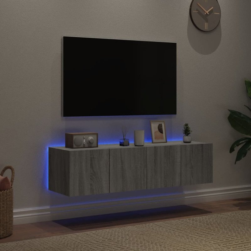 vidaXL TV nástenné skrinky s LED svetlami 2 ks sivé sonoma 60x35x31 cm