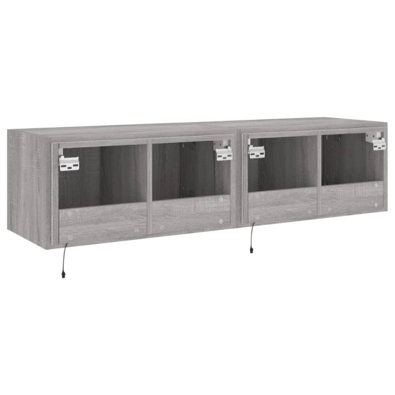 vidaXL TV nástenné skrinky s LED svetlami 2 ks sivé sonoma 60x35x31 cm