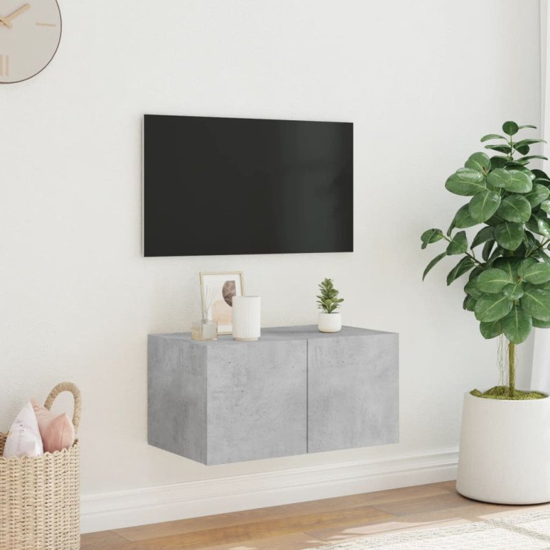 vidaXL TV nástenná skrinka s LED svetlami betónovo sivá 60x35x31 cm