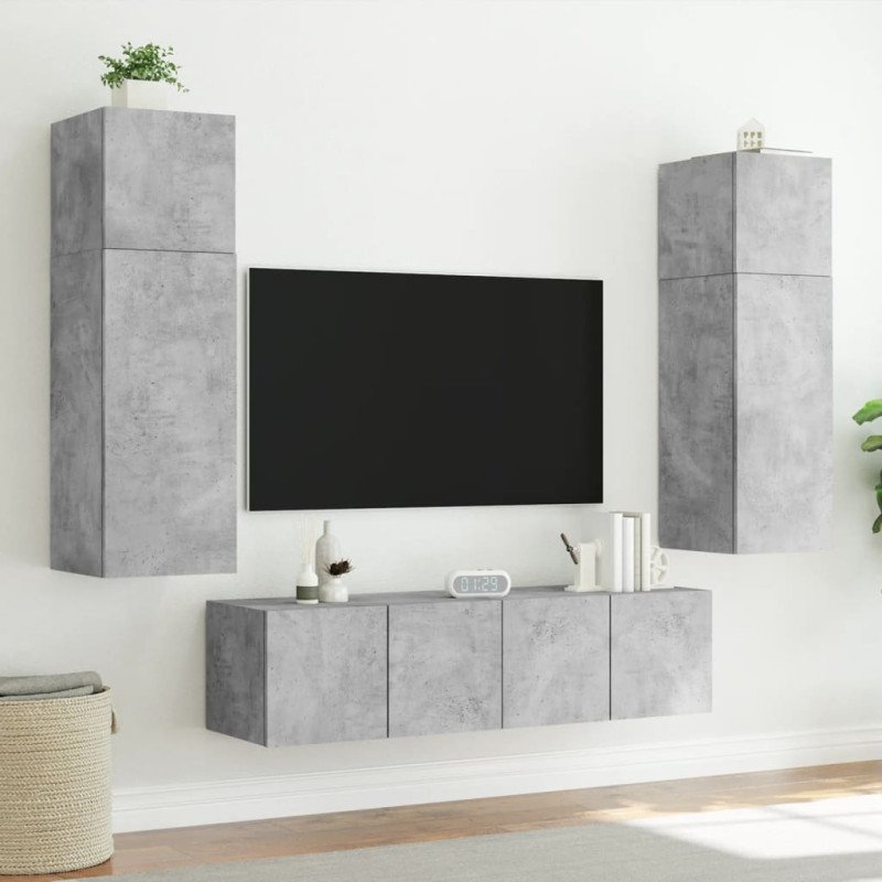 vidaXL TV nástenná skrinka s LED svetlami betónovo sivá 60x35x31 cm