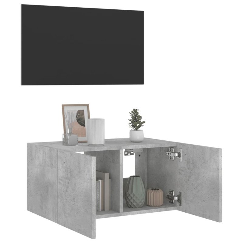 vidaXL TV nástenná skrinka s LED svetlami betónovo sivá 60x35x31 cm