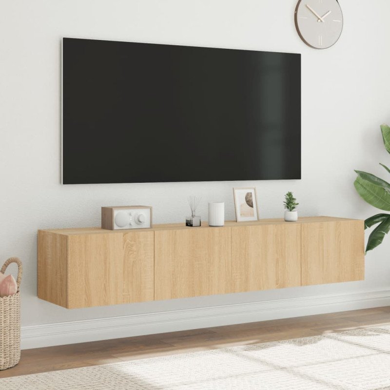 vidaXL TV nástenné skrinky s LED svetlami 2 ks dub sonoma 80x35x31 cm