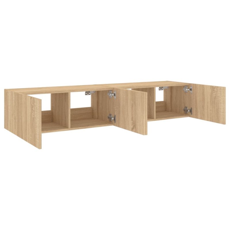 vidaXL TV nástenné skrinky s LED svetlami 2 ks dub sonoma 80x35x31 cm