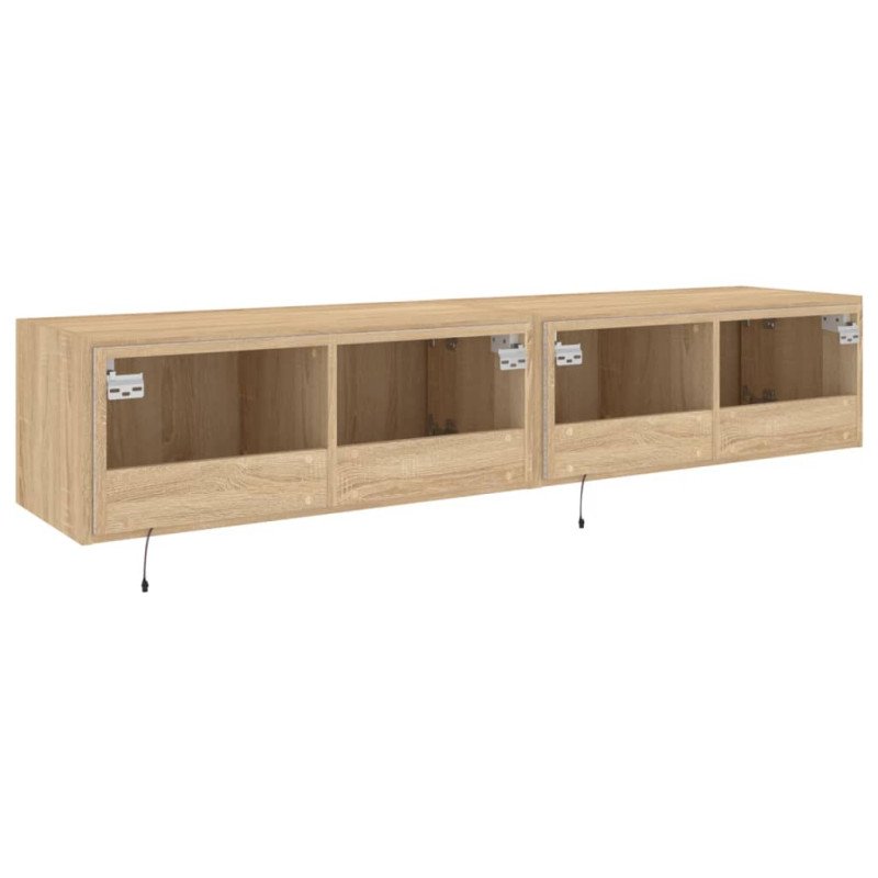 vidaXL TV nástenné skrinky s LED svetlami 2 ks dub sonoma 80x35x31 cm